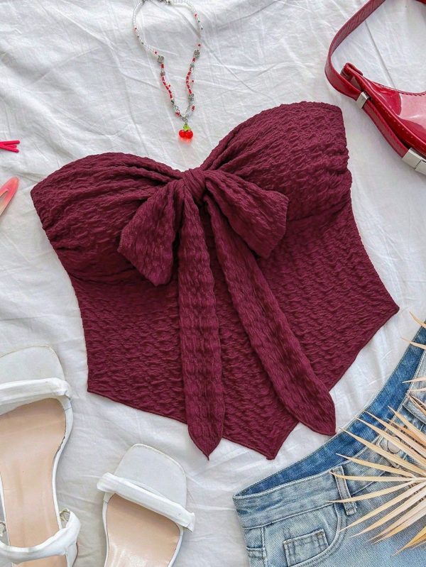 Casual Tie-Up Asymmetrical Fitted Bustier Top