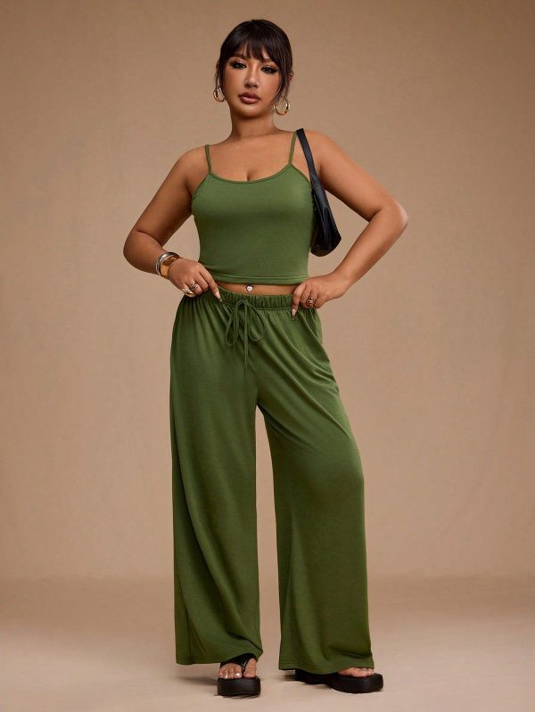 Casual Women Outfits/Summer Clothes /Summer Clothes /Tea Party Dress /Beach Vacation Outfits/Summer Clothes /Country Concert Outfit/Country Concert/Tea Party Dress /Elegant /Concert Outfits /Summer Two Piece Outfits/Plus Women Green Home Leisure