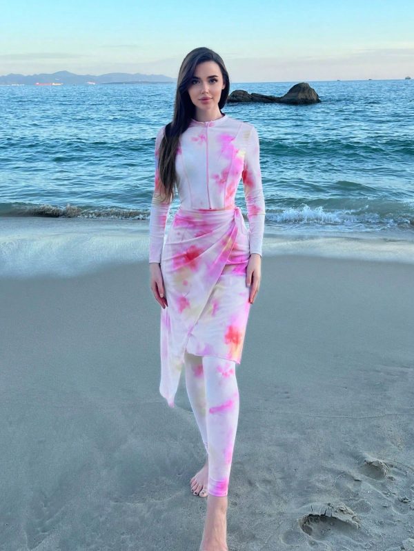 Summer Beach Ladies' Tie-Dye One-Piece Swimsuit Set Arabic Clothing
