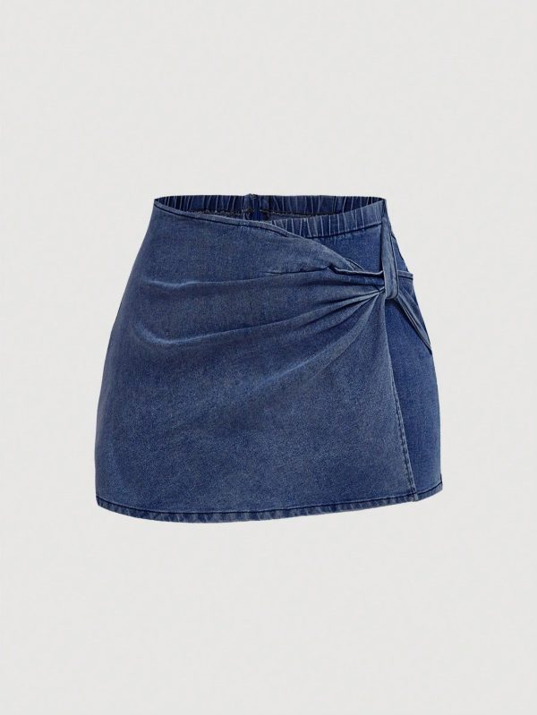 Plus Size Denim Shorts Skirt Sweet Slice Tight Elastic Blue Shorts 4th Of July Women Back To School Sport Women Shorts Legging Shorts