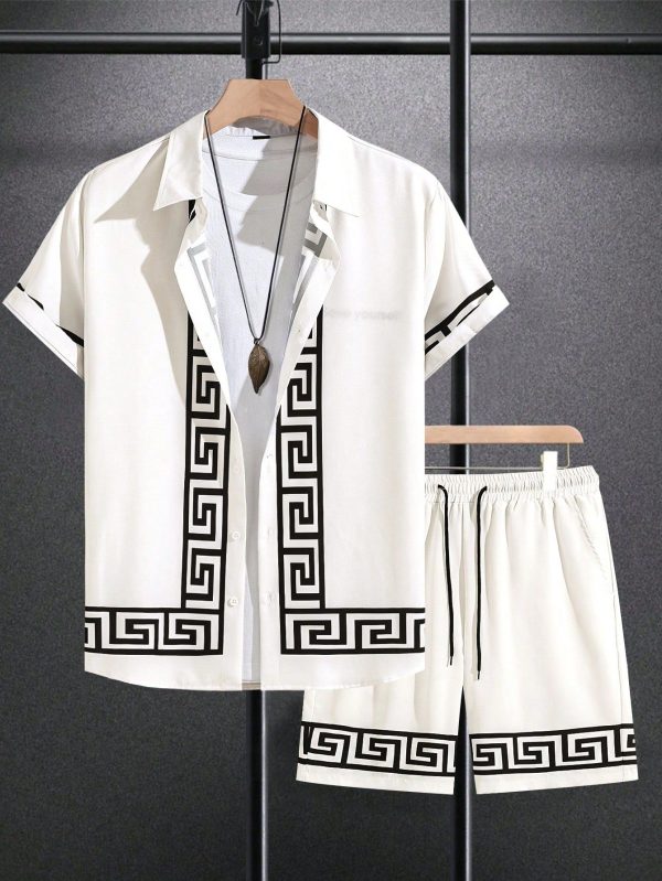 Men's Short Casual Resort Collar & Button Shirt Set Men's Two Pieces Short Sets Men's 2 Pieces Summer Outfits 2 Pieces Outfit Men Two Pieces Sets