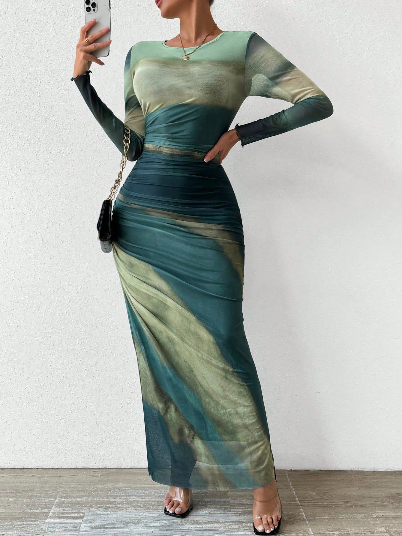 Women's Tie-Dye Pleated Dress Maxi Women Outfit