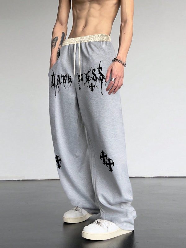 Men's Drawstring Waist Letter Printed Sweatpants