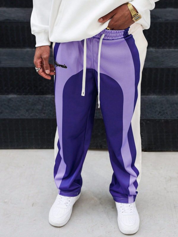 Men's Casual Contrast Color Stitching Drawstring Waist Sweatpants, Spring And Summer Men's Clothing, Boyfriend Gifts Streetwear Men Pants Men Track Pants Pants For Men Men Sports Pants Men Street Wear Pants Clothes For Men Pants