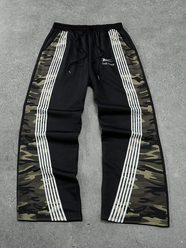 Loose Men Slogan Graphic Drawstring Waist Sweatpants Y2k Clothes For Men Workout Clothes Men Men Workout Pants Men Streetwear