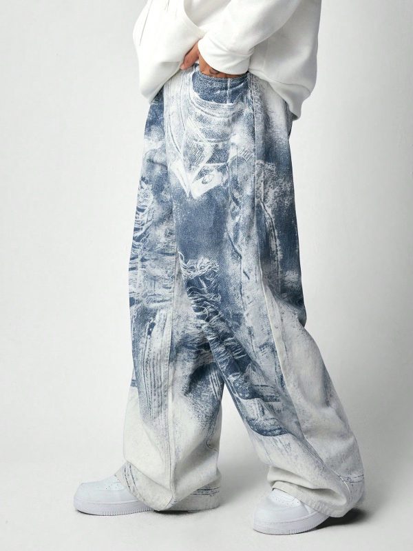 Men's Loose Wide Leg Baggy Cargo Jeans, And Casual