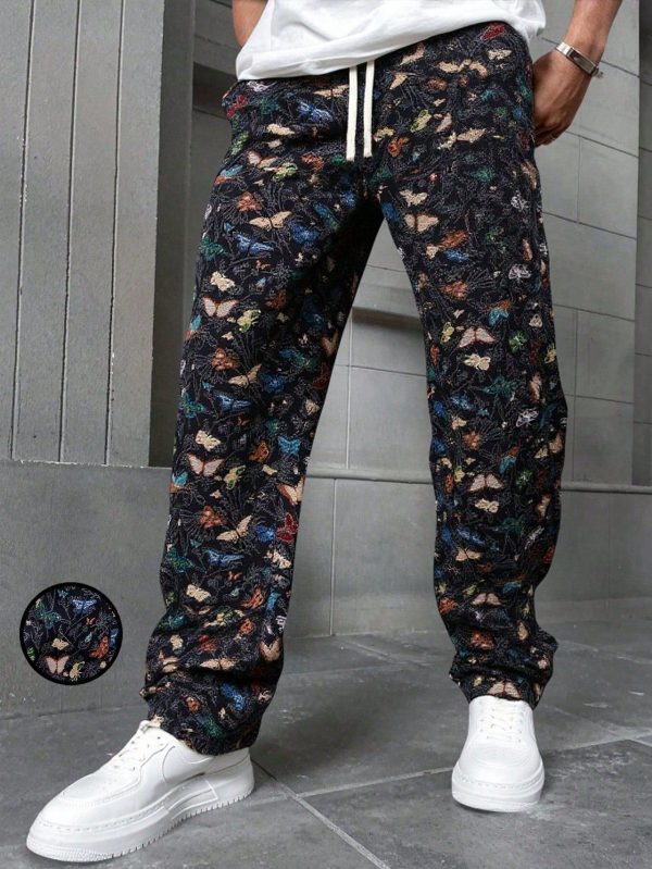 Men's Butterfly Printed Pants, Fashion Design Suitable For Summer Clothes For Men Pants