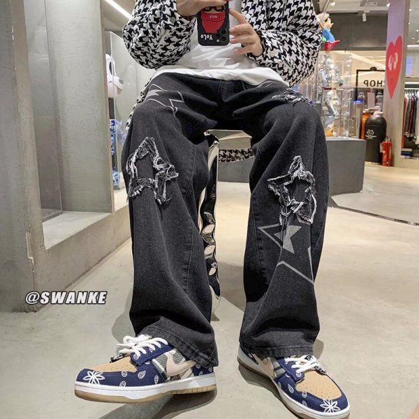 Men's Jeans Neutral Wide Leg Denim Trousers Loose Straight Men Jeans Asthetic Man Jeans Pants for