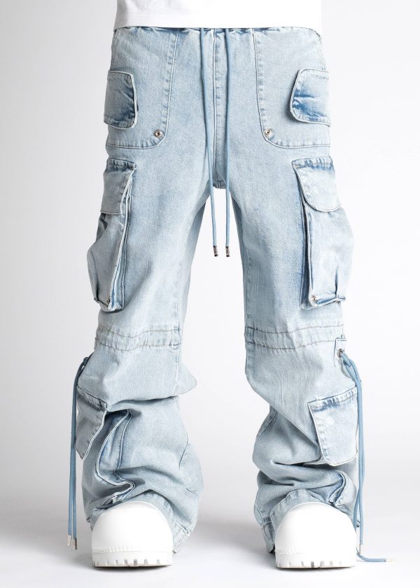 Aqua Blue Cargo Denim - 38