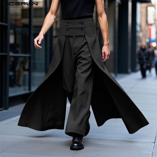 INCERUN 2025 American Style Trousers Stylish Men Loose Deconstructive Design Pants Casual Streetwear