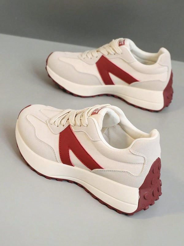 Women's Fashionable Lace Up Platform Sneakers, Trending Shoes, Casual Comfortable Breathable Sports Running Shoes, All-Match Basic Shoes For Daily Wear