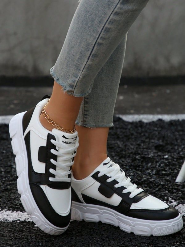 Women's Spring & Autumn Thick Sole Low-Cut Casual White Shoes, Retro Star Design