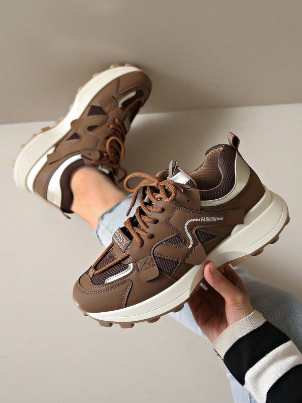 New Women Casual Sports Shoes, Outdoor Brown Leather, Versatile, Comfortable, All Season