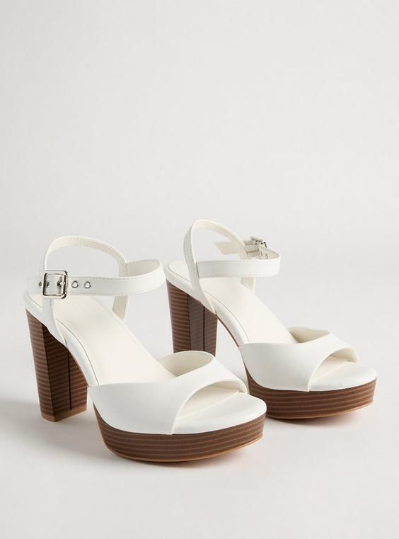 Dual Strap Platform Heel (WW) in White