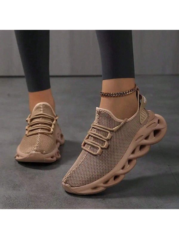Women's Fashion Breathable Lightweight Comfortable Solid Color Textured Sole Athletic Casual Shoes, Versatile Comfortable Sneakers For Running, Walking
