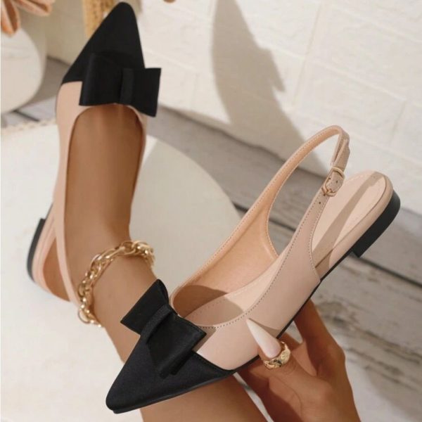 Rebellious Rose Shoes | Fairy Style Rhinestone Bowknot Closed Toe Sandals For Women, Khaki Color | Color: Black/Cream | Size: Various