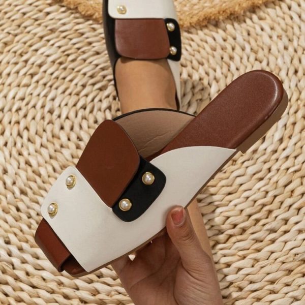 Women Tone Slide Sandals Shoes | Color: White | Size: Various