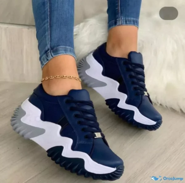 Orcajump - Low-Cut Sport Shoes with Thick Soles and Sawtooth Design, Ideal for Casual Wear - Dark Blue, 36