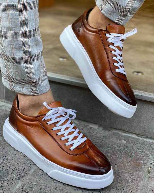 Classic Camel Sports Sneakers - Stylish and Durable Leather Footwear