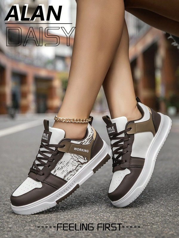 Women's Niche Patchwork Random Print Versatile Casual Elevator Sneakers, Outdoor Comfortable Breathable Athletic Walking Shoes