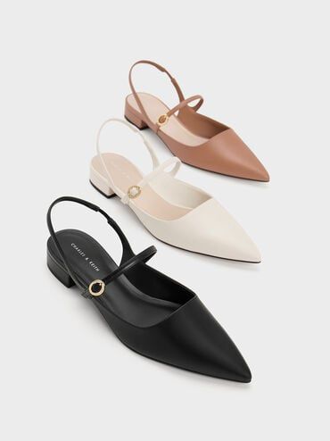 Black Roxane Slingback Mary Jane Flats | CHARLES & KEITH