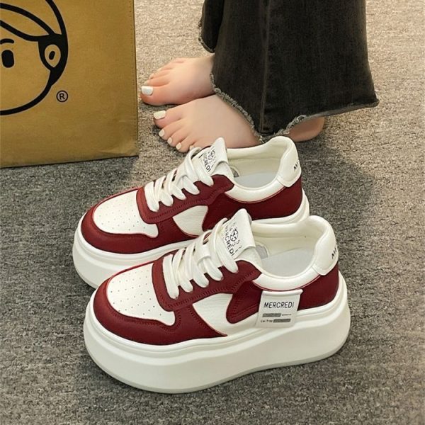 2025 New White Shoes for Women  Versatile Thick Soled Small Height Shoes Super Popular Sports and