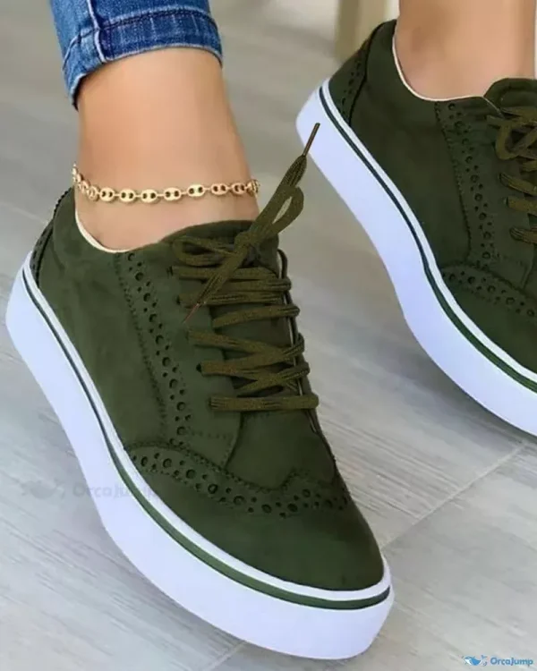 OrcaJump - Lace-up Sneakers with Exquisite Hollow Out Design