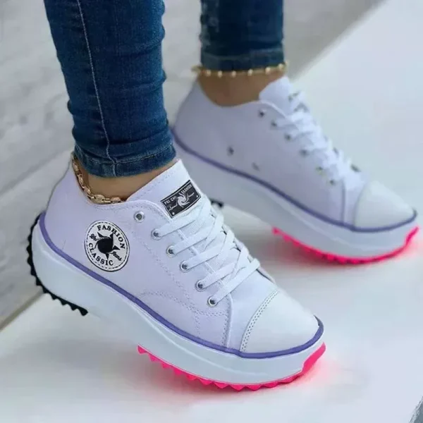 2025 New Women Pattern Canvas Sneakers Women Casual Shoes Women Sneakers Shoes Flat Lace-Up