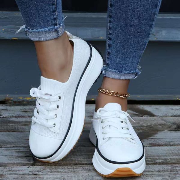 Zingj Zingj Station Leisure Thick Soles Fly Weave Breathable Large Size Outdoor Sports Women's Shoes Large Size Outdoor 36-43 White-42