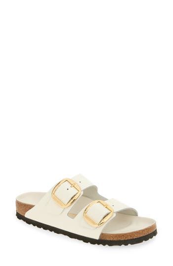 Birkenstock Arizona Hammered Big Buckle Slide Sandal in Antique White at Nordstrom, Size 5-5.5Us