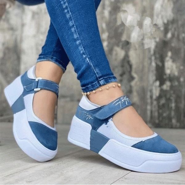 Zingj 2023 New Round Head Thick Bottom Buckle Leisure Love Shoes Size 43 Women's Shoes Lightblue-40