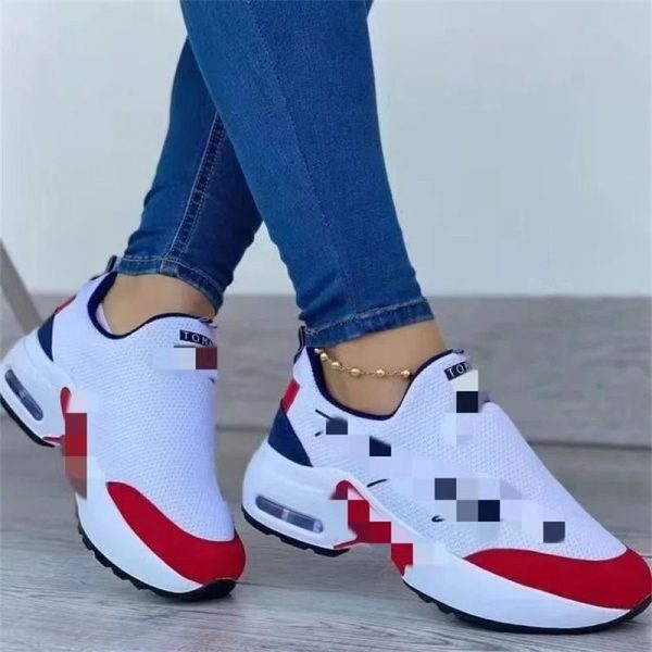 Zingj Zingj New Fall 2024 Plus-Size Round Head Thick Bottom Fly Woven Letters Embroidered Color Casual Sneakers White-38