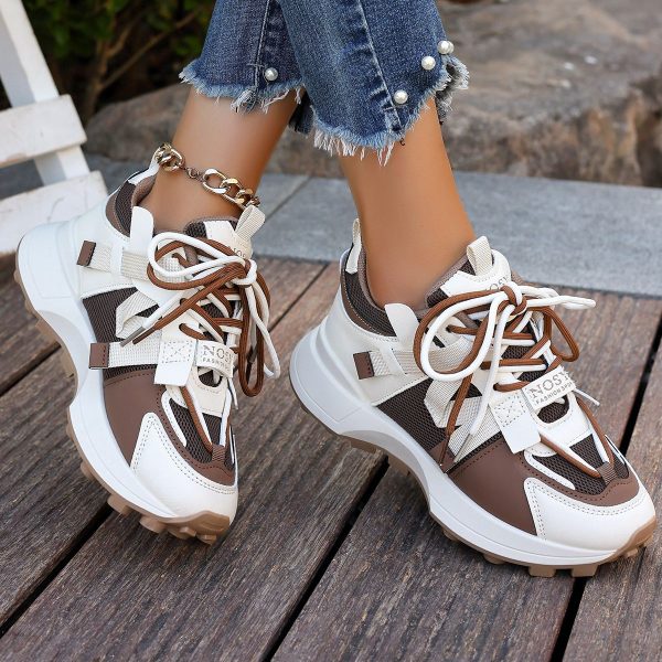 New Women Sneakers Mesh Breathable Platform Sneakers Women Casual Lace Up Outdoor Women Shoes Low