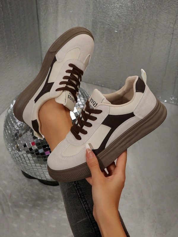 Women's Vintage Platform Lace Up Casual Trainers, Spring Autumn