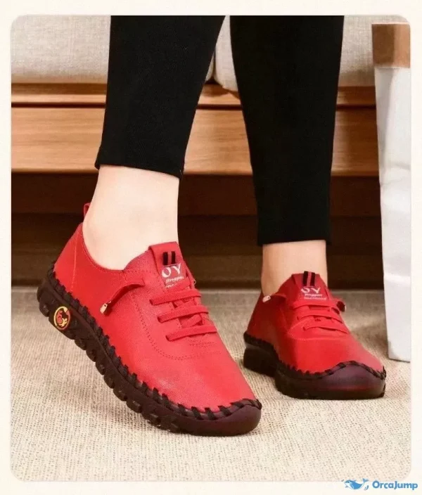Orcajump - Handmade Stitched Flat Single Shoes Casual Shoes - Red, 40