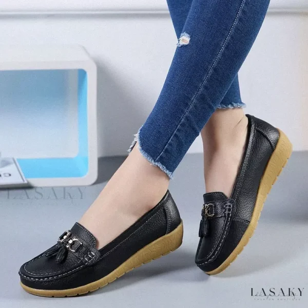 Lasaky - Ladies' Breathable Summer Flats Casual Soft Sole Lightweight Shoes - 5272 Black, 35