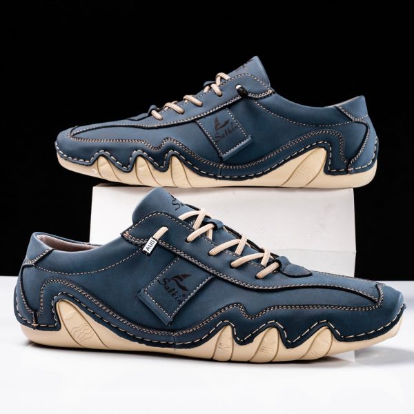 New 2024 Spring Handmade Leather Casual Men Shoes Design Fashion Sneakers Man Loafers Breathable