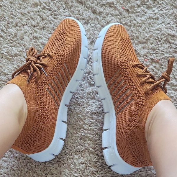 Shein Shoes | Shein White And Brown Sneakers With Breathable Knit Design | Color: Brown/White | Size: 8