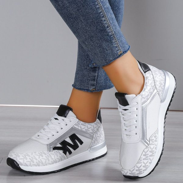 Hazel Blues® |  Contrast Lace Up Round Toe Sneakers - Light Gray / 41(US10)