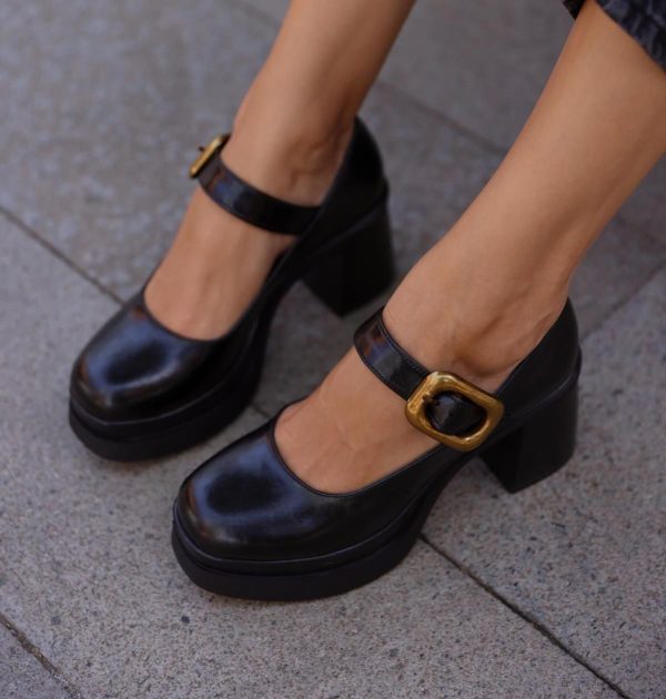 Stylish Chunky Heeled Mary Jane, BlackMary Jane with a buckle, Block Heeled Mary Jane, woman shoes, Woman Mary Jane, Square Heeled Mary Jane