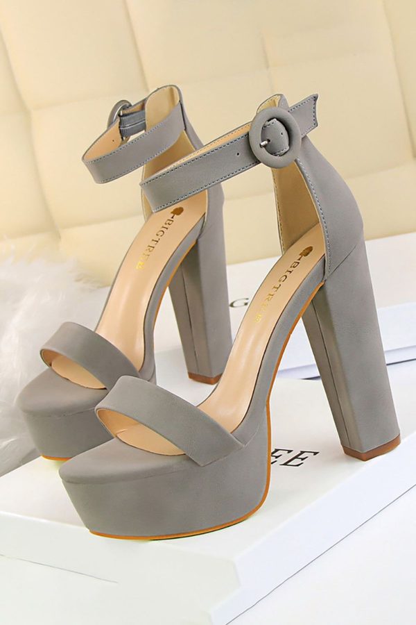 Zapakasa Women Kahki Chunky High Heel Sandals