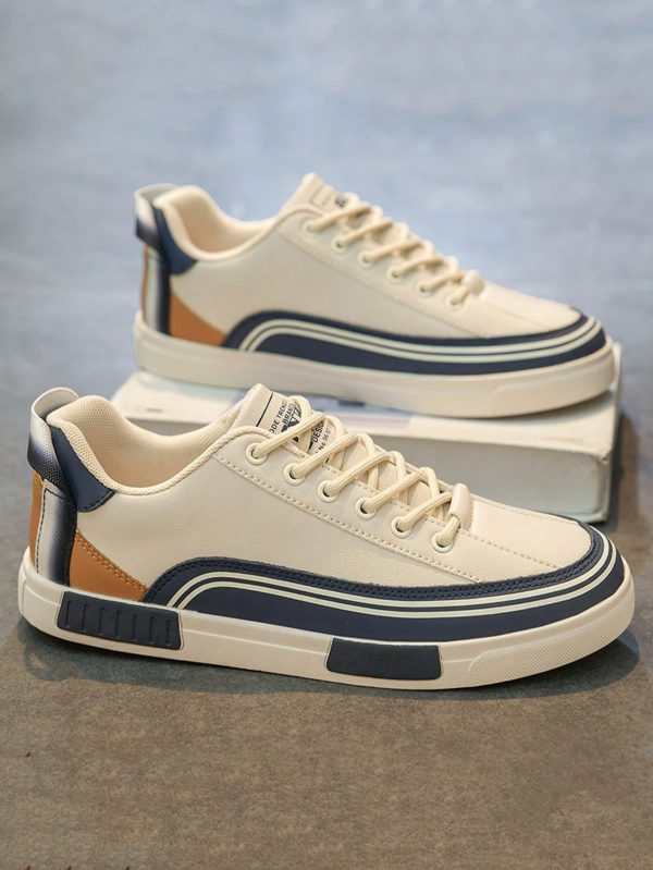 Men's Casual Sneakers, Summer New Leather Slip Resistant Non-Slip Flat Lightweight Comfortable Men's Skateboard Shoes Large Size 47, Outdoor Hiking Shoes, Fashionable Luxurious Men's Small Board Shoes, Odor Resistant Casual Leather Athletic Shoes