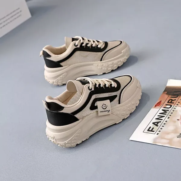 Designer Woman Casual Sneakers Breathable Leather Luxury Platform Shoes New Leisure Light Anti-slip