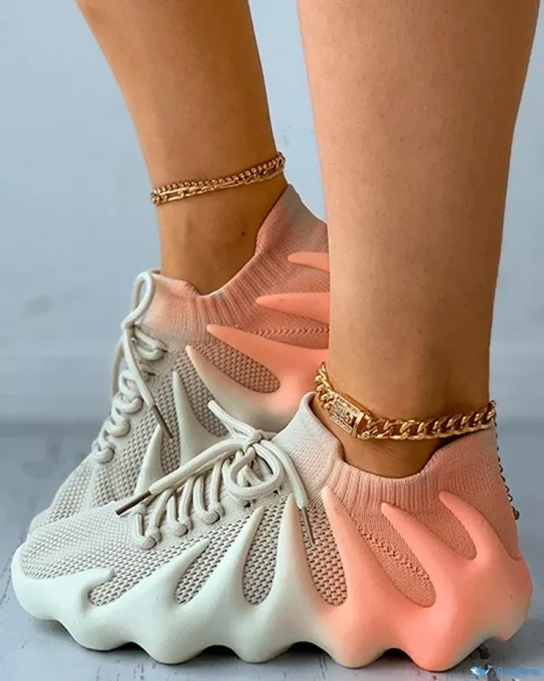 OrcaJump – Stylish Lace-up Knit Sneaker with Colorblock Design