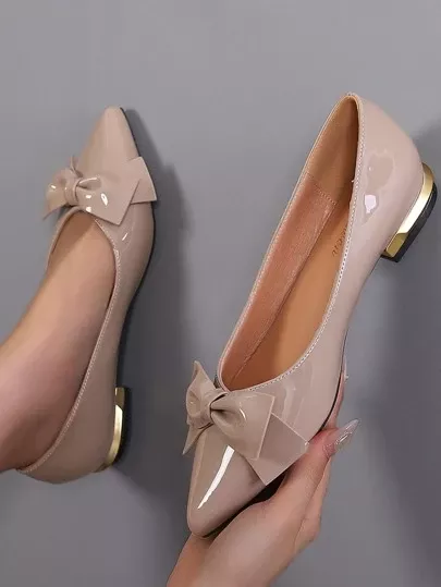 Women Bow Decor Flats, Elegant Point Toe Flats Valentines