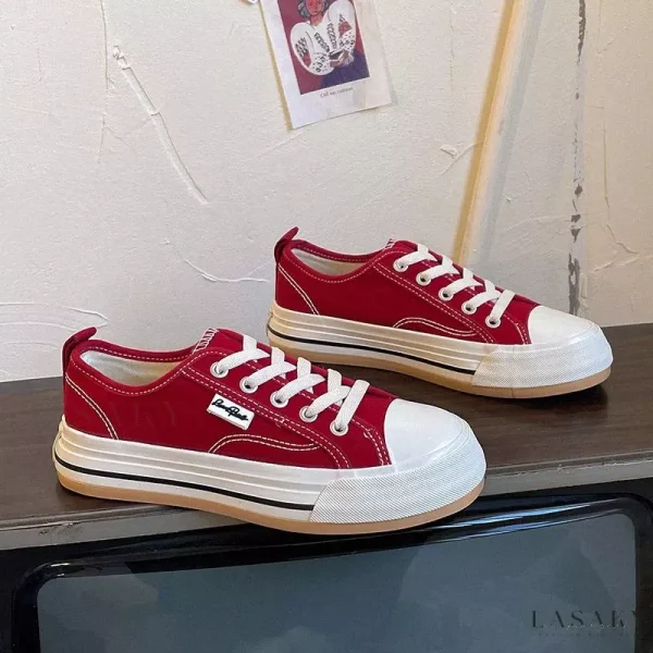Lasaky - Casual Lace-up Canvas Shoes for Women - Red, 35