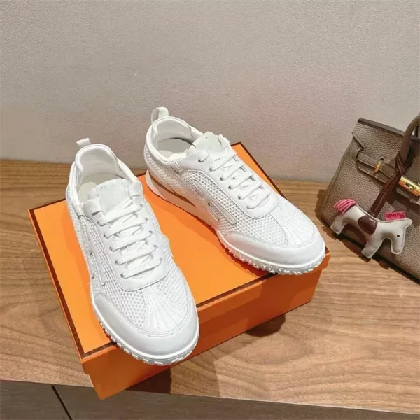 New 2025 Genuine Leather Retro Color Block Mesh Women's Deqin Shoes Flat Bottom Couple Casual Sports