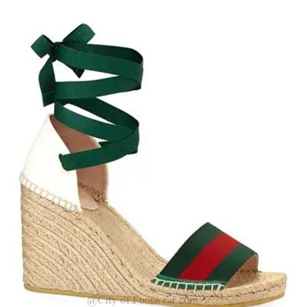 Women Summer Espadrille Wedges Sandals Lace up Leather Platform High Heels Luxury Designer Soft New