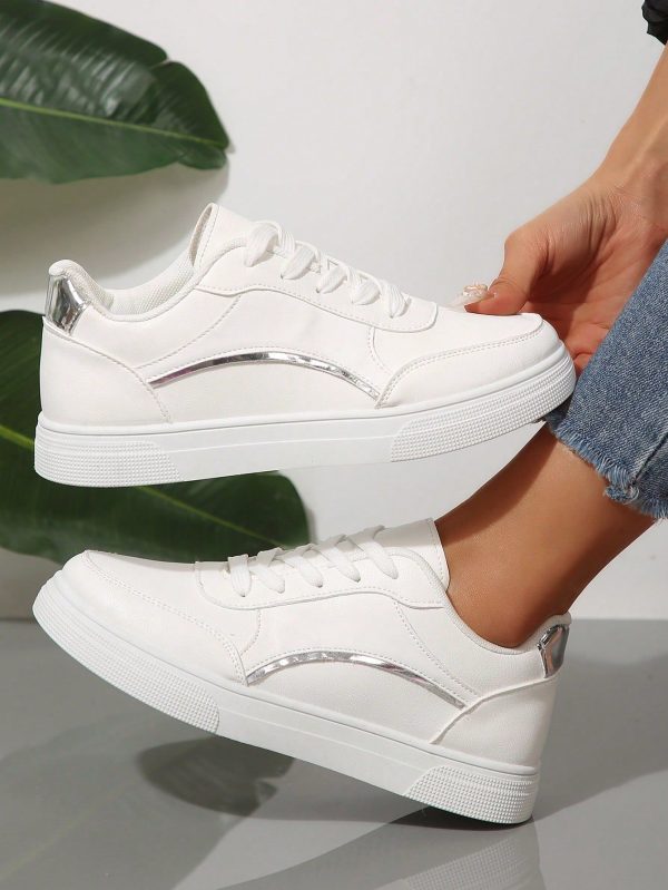 2025 Spring New Women White Skateboard Shoes, Fashion Versatile Breathable Sneakers Casual Shoes, Korean Ins Style