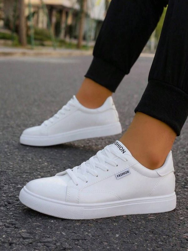 Men's Fashion White Sneakers, Korean Style Casual Vulcanized Shoes, Versatile & Flat Sole